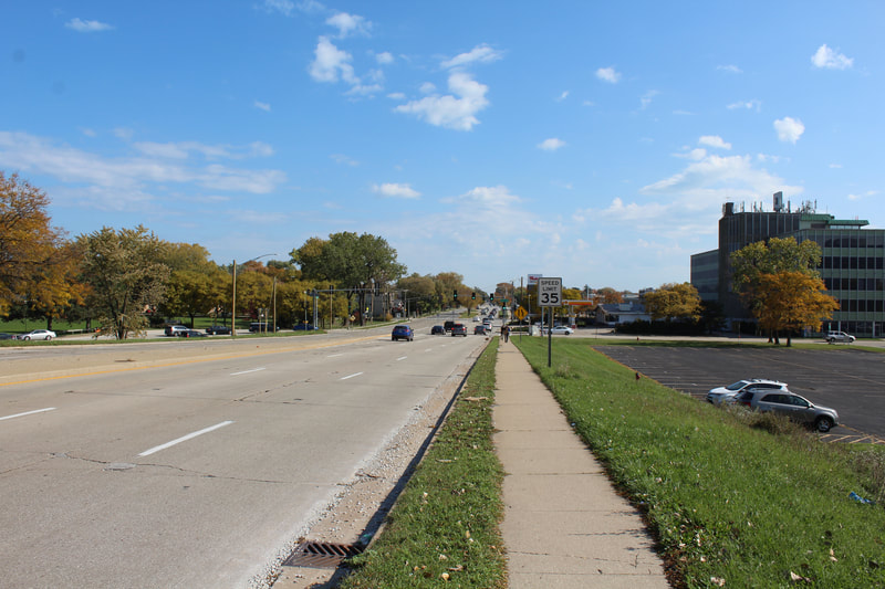 eastbound Old Orchard Road west of Lawler Avenue