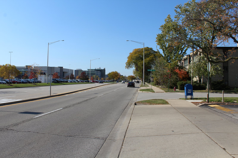 westbound Old Orchard Road east of LaCrosse Avenue